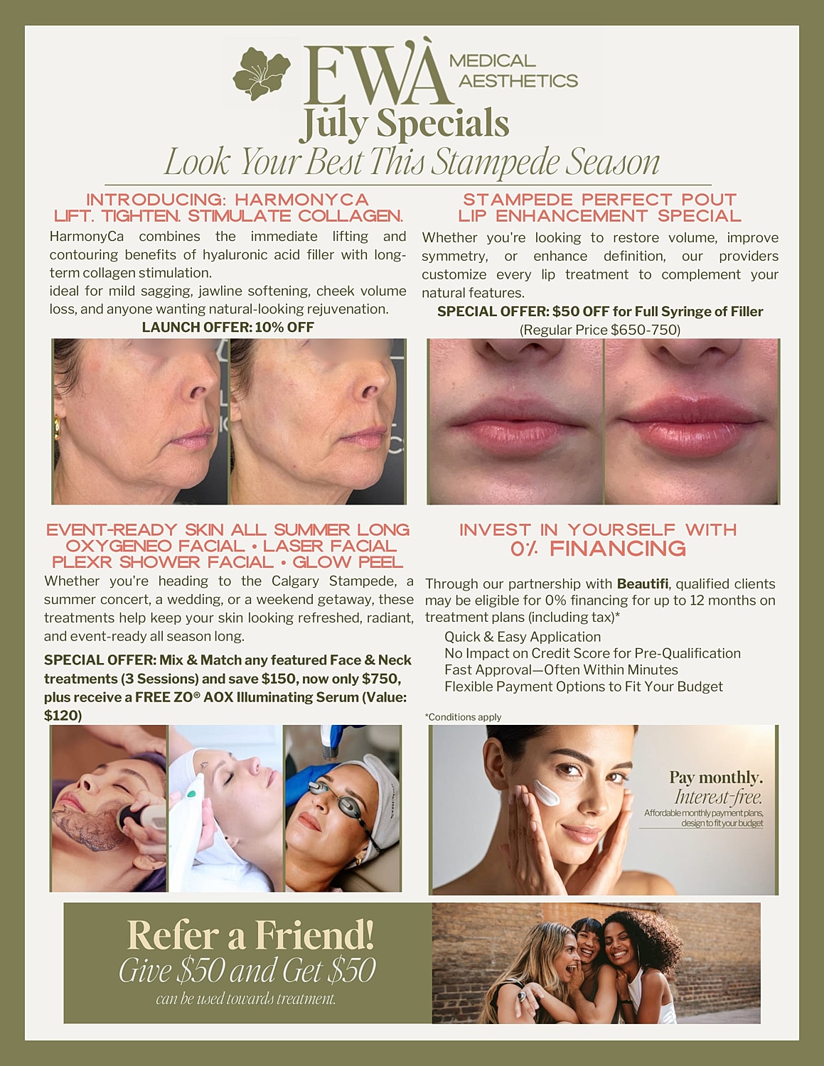 July specials for medical aesthetics and skin treatments.